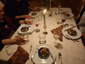 2nd Course. A riot of colour and taste. Sushi rice, carrot, avocado, red pepper, aubergine spears