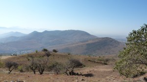 Looking from Atzompa across the valley to Monte Albán