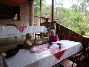 Laurie and Lynda warm up with mezcal