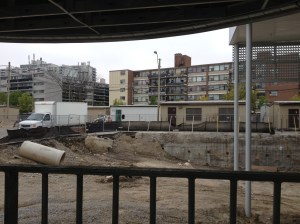 The old portables and construction site at the back of the school