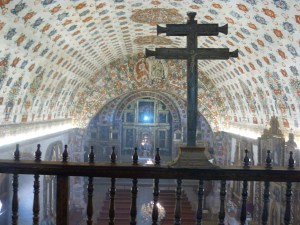 Looking down into the Templo y Exconvento de San Jerónimo in Tlacochahuaya