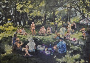 Zerilda Wessel's painting of our picnic on the Loire