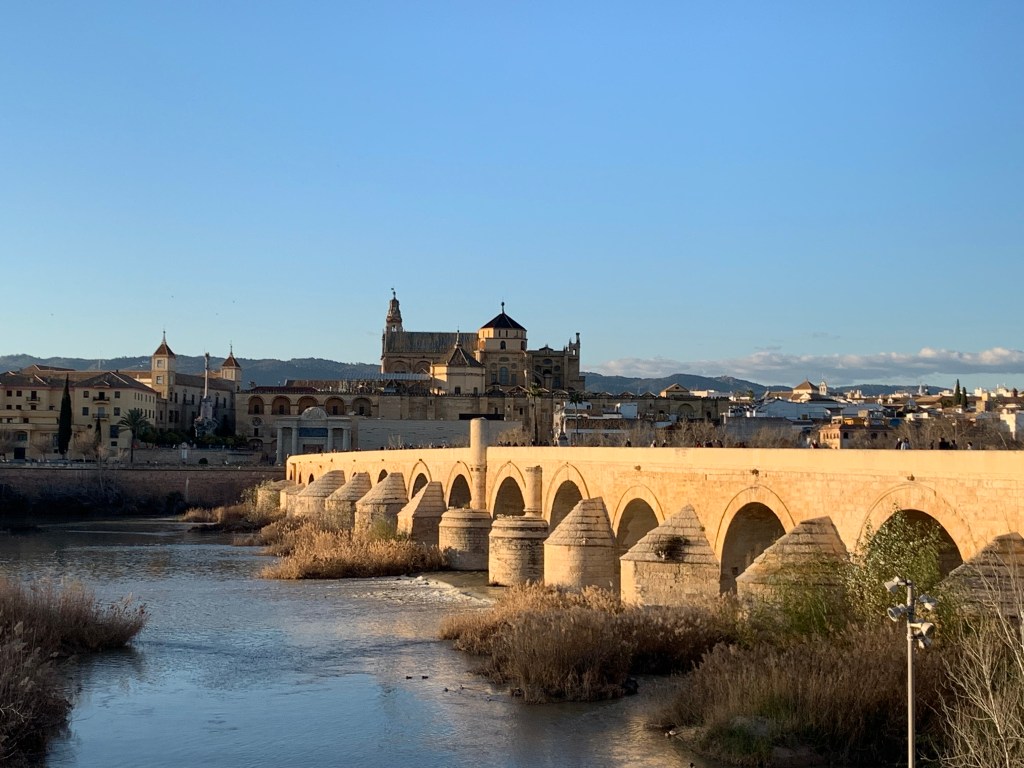 A Roman bridge across a river